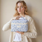 HBselect Quilted Makeup Bag, 3PCS Cotton Large Travel Makeup Bag, Cute Floral Coquette Make up Bag Cosmetic Bag Toiletry Bag for Women Girls