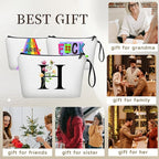SEAMOON Bride to be Birthday Womens Unique Initial Monogram Gifts for Women Mom Personalized Travel Makeup Cosmetic Bag with Mirror Valentines Mothers Day Christmas Graduation H