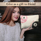 Retro Pink and Black Lucky 8 Ball Makeup Bag, Funky Preppy Cosmetic Bags for Women, Preppy Stuff Makeup Pouch, Feeling Lucky Zipper Pouch