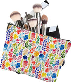 Makeup Bag Colorful Leaves Cosmetic Bag Mini Portable Travel Toiletry Bag Organizer Makeup Brushes Aesthetic Accessories Waterproof Storage Bag for Women