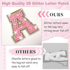 Small Initial Patch Makeup Bag Personalized Gifts Make Up Bag,White Cute PU Leather Glitter Letter Cosmetic Bag with Zipper,Trendy Portable Travel Toiletry Pouch,Preppy Stuff for Teen Girls Women E