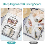 PACKISM Clear Makeup Bag - 2 Pack TSA Approved Toiletry Bag with Handle and 180° Large Opening, Clear Toiletry Bag Fit Carry-on Travel Essential, Travel Bags for Toiletries, Black