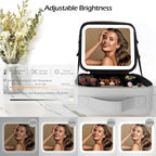 MOMIRA Makeup Bag with Mirror and Light Travel Makeup Train Case Cosmetic Bag Organizer Portable Artist Storage Bag with Adjustable Dividers Makeup Brushes Storage Organizer Silver