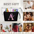 SEAMOON Women Birthday Unique Maid of Honor Friendship Gifts for Women Sister Bridesmaid Bride Personalized Travel Makeup Cosmetic Bag with Mirror Valentines Mothers Day Christmas Graduation A