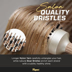 Fagaci Professional Large Round Brush with Natural Boar Bristles for Blow Drying, Nano Technology Ceramic+Ionic for Hair Styling, Volumizing and Healthy Hair - 4 Styling Clips Included