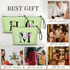 Women Birthday Maid of Honor Monogrammed Gifts for Bride Bridesmaid Sister Friend Her Teacher Makeup Cosmetic Bag with Mirror Mothers Day Christmas Graduation M