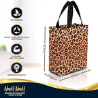 Nush Nush Leopard Gift Bags Medium Size– Set of 12 Cheetah Gift Bags With Handles - Reusable Goodie Bag for Animal Print Party, Safari Party Favors, Jungle Theme Birthday - 8x4x10 Size