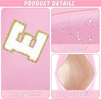 Initial Makeup Bag for Women Travel Small Cosmetic Bag Cute Pink Personalized Preppy Makeup Pouch for Purse Zippered Toiletry Organizer PU Leather Makeup Bag Makeup Case for Christmas（E）