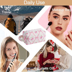 Makeup Bag Travel Cosmetic Bag for Women, Zipper Make Up Pouch, Floral Flowers Toiletry Organizer Makeup with Handle, Cosmetic Travel Cloth Bag (Pink Bowknot)