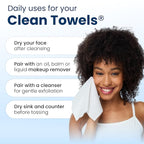 Clean Skin Club Clean Towels XL®, 100% USDA Biobased Face Towel, Disposable Face Towelette, Eczema Association Accepted, Makeup Remover Dry Wipes, Ultra Soft, 50 ct per pack, 3 Packs, 150 Ct Total