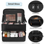 Large Makeup Train Case with Makeup Travel Bag and 4 Clear Makeup Bags for Hairstylist, Hairdresser Bag with Detachable Pouch,Heat Insulation Anti-scalding for Hairdressing Organizer Big wheels