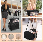 Rolling Makeup Train Case with Large Makeup Case，Professional Makeup Artist Traveling Bag with 7 Small Clear Bags, Cosmetology Case on Wheels, Adjustable Dividers for Cosmetics Makeup Brushes Toiletry