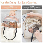 PACKISM Clear Makeup Bag - 2 Pack TSA Approved Toiletry Bag with Handle and 180° Large Opening, Clear Toiletry Bag Fit Carry-on Travel Essential, Travel Bags for Toiletries, Rose Pink