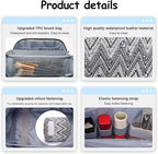 BOYATU Travel Makeup Bag for Women: Western Boho Make up Bag Set of 3 - Large Capacity Vegan Leather Cosmetic Bag - Waterproof Toiletry Bag with Compartments & Handle & Divider(J-3-Black)