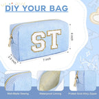 SOIDRAM 6PCS Bridesmaid Proposal Gifts Corduroy Blue makeup bag bulk for Wedding Party Favors Bachelorette party decorations Toiletry Organizer Bag Cosmetic Case Gift