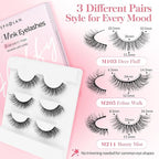 Bepholan False Eyelashes 3D Faux Mink Lashes Natural Look Super Fluffy Eyelashes Volume Strip Eyelashes, Cat Eye Lashes Lightweight Fake Eyelashes Easy to Apply 3 Pairs（M101）