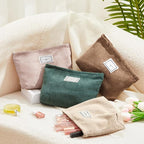 Sanwuta 4 Pack Velvet Makeup Bag Cosmetic Bag for Women Large Capacity Corduroy Pouch Zipper Canvas Travel Toiletry Purse Make up Organizer Case Accessories(Fresh Color,Plaid)