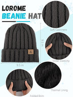 Winter Beanie Hat Scarf Gloves, Warm Fleece Knit Hat Long Scarf Neck Warmer Touch Screen Winter Gloves Set Gifts for Women