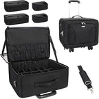 MONSTINA Rolling Makeup Train Case with 4 Detachable 360-Degree Rotation Wheels,Professional Trolley Cosmetic Case, 3-Layer Extra Large Organizer Cart for Makeup Artist Hairstylist