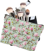 Magnolia Flowers Cosmetic Bag Mini Portable Travel Toiletry Bag Organizer Makeup Brushes Aesthetic Accessories Waterproof Storage Bag for Women