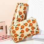 SOIDRAM Floral Cosmetic Bag, Large Capacity Makeup Pouch 1Pcs, Orange Flower