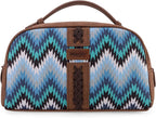 Montana West Wrangler Makeup Bag for Women Small Cosmetic Toiletry Bags Western Make Up Pouch Durable Cute Travel Purse, Jean Blue