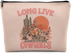 Pink Cowgirl Cosmetic Bag, Western Supplies for Women Makeup Bag for Purse, Western Makeup Bag, Long Live Cowgirls Preppy Gifts Cowgirl Gifts Pouch Bags, Western Bags for Women