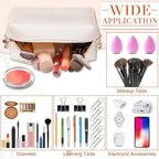 Sanwuta 9 Pcs Makeup Bags Bulk PU Double Zippers Cosmetic Bag Makeup Toiletry Christmas Small Pouch Portable Travel Organizers Case for Women Bridesmaid Party End of The Year(Ivory White)