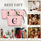Birthday Thank You Appreciation Monogrammed Gifts for Mom Aunt Teacher Sister Friend Coworkers Bride Bridesmaid Makeup Cosmetic Bag with Mirror Mothers Day Christmas Graduation C