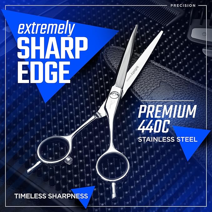 Fagaci Professional Hair Cutting Scissors 6” Super Sharp Thin Blades, 440C Steel for Maximum Precision Hair Scissors for Women & Men, Lightweight Hair Shears for Hair Cutting, Barber Scissors