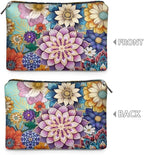 COEQINE Gothic Makeup Bags for Women Floral Wallet Leather Cosmetic Case With Zipper Soft Waterproof Lip Makeup Organizer Handbag