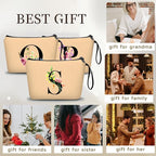Women Birthday Unique Bride to be Bridal Shower Initial Gifts for Mom Sister Friend Her Teacher Aunt Makeup Cosmetic Bag with Mirror Mothers Day Christmas Graduation S