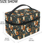 MNSRUU Makeup Bags, Fox and Leaves Makeup Organizer Bags Toiletry Bag Box Travel Cosmetic Bag Make Up Train Case for Women Teen Girl Ladies