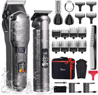 Hatteker Professional Hair Clippers for Men Beard Trimmer Clippers and Trimmer Set Waterproof T-Blade Trimmer Cordless Grooming Kit Nose Body Hair Trimmer Barber Clippers Hair Cutting Kit