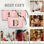 Women Birthday Maid of Honor Monogrammed Gifts for Bride Bridesmaid Sister Friend Her Teacher Makeup Cosmetic Bag with Mirror Mothers Day Christmas Graduation D