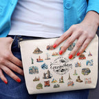 World Travel Cosmetic Bags for Women Travelers Unique People Who Travel Gifts for Women Friends Sisters Flight Attendant Bestie Graduation Friendship Girls Trip Gift Funny Makeup Bag