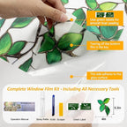 Window Privacy Film Stained Glass Window Film Frosted Window Film Window clings Non-Adhesive Reusable Decorative for Home Removable (Green Frosted, 23.6 X 78.7 in)