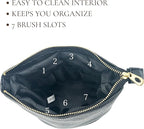 JAZD Convertible Travel Makeup Brush Bag, Stand-Up Brush Holder Pouch For Easy Access, Cosmetic Case Organizer (BLACK)