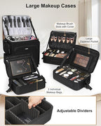 Relavel Rolling Makeup Case, 4 in 1 Hairstylist Traveling Bag Cosmetology Case on Wheels Large Hair Tools Cosmetics Train Case Makeup Artist Storage Organizer Trolley Suitcase with 360° Swivel Wheels