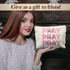 Pink Christian Makeup Bag, Pray On It Pray Over It Bible Verse Cosmetic Bags for Women, Trendy Girly Christian Makeup Pouch, Religious Gifts Zipper Pouch