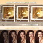 Hasipu Vanity Mirror with Lights, 28" x 20" LED Makeup Mirror, Light up Mirror with 10X Magnification and Phone Holder, USB Charging Port, Smart Touch 3 Colors Dimmable, 360° Rotation (Gold)