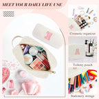 for Christmas Day Gifts, Travel Makeup Bag for Women, Initial Make Up Bag Set for 6 7 8 9 10 11 12 13 Years Old Kids Tween Girls, Large Cosmetic Skincare Bags for Birthday Gifts, White L