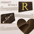 Personalized Initial Makeup Bag,Preppy Suede Cosmetic Bag for Teen Girls,Small Monogram Travel Toiletry Bag With Gold Embroidered Letter,Trendy Stuff Custom Christmas Gift for Women(Coffee-R)