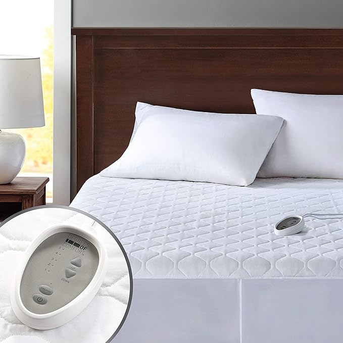 Degrees of Comfort Heated Mattress Pad Full Size | Zone Heating Electric Bed Warmer W/Auto Shut Off | Fit Up to 15 Inch | 12.5ft Long Cord - 54x75 Inch, White