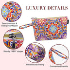 Gloppie Bohemian Makeup Bag - Travel Cosmetic Bag for Women | Small Zipper Makeup Pouch for Purse