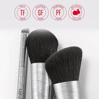Mirabella Dual Finish Blush & Powder Brush – Angled Vegan Makeup Brush for Cheeks, Super-Soft Synthetic Bristles, Weighted Aluminum Handle, Cruelty-Free, Professional Quality