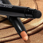 Cream Waterproof Hypoallergenic Eyeshadow Stick, long wear Metallic Glitter Matte Eye Shadow Pencil With Makeup Brush, Eye Brightener, 03 Gold Dust Shimmer