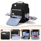 BAFASO Makeup Backpack with 4 Removable Pouches & 1 Brush Bag, Travel Makeup Case with Multiple Storage Spaces for Hair Supplies, Black