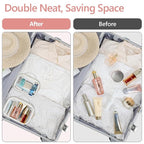 PACKISM TSA Approved Toiletry Bag - Glitter Textured Clear Toiletry Bag, Personalized and Fashion, with 180° Large Opening and Supporting Frame, Perfect for Travel Essentials, Thick No Smell, White