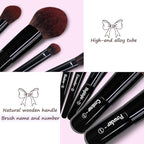 Jilier Travel Makeup Brush Set, 14 pcs Mini Makeup Brushes for Foundation, Powder, Eyeshadow, Highlight, Contour, Blush & Concealer, Small Makeup Brush Set Purse Size with Case (Black)